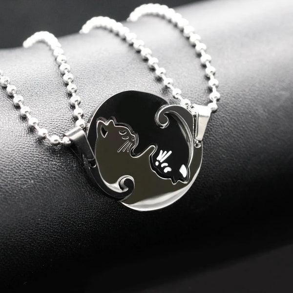 "Cat Necklace Pendant Stainless Steel for Couples"